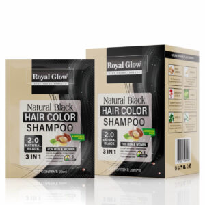 Royal Glow Hair Colour Shampoo Sachets (10 x 20ml) – Ammonia-Free, Instant Grey Coverage, Travel-Friendly